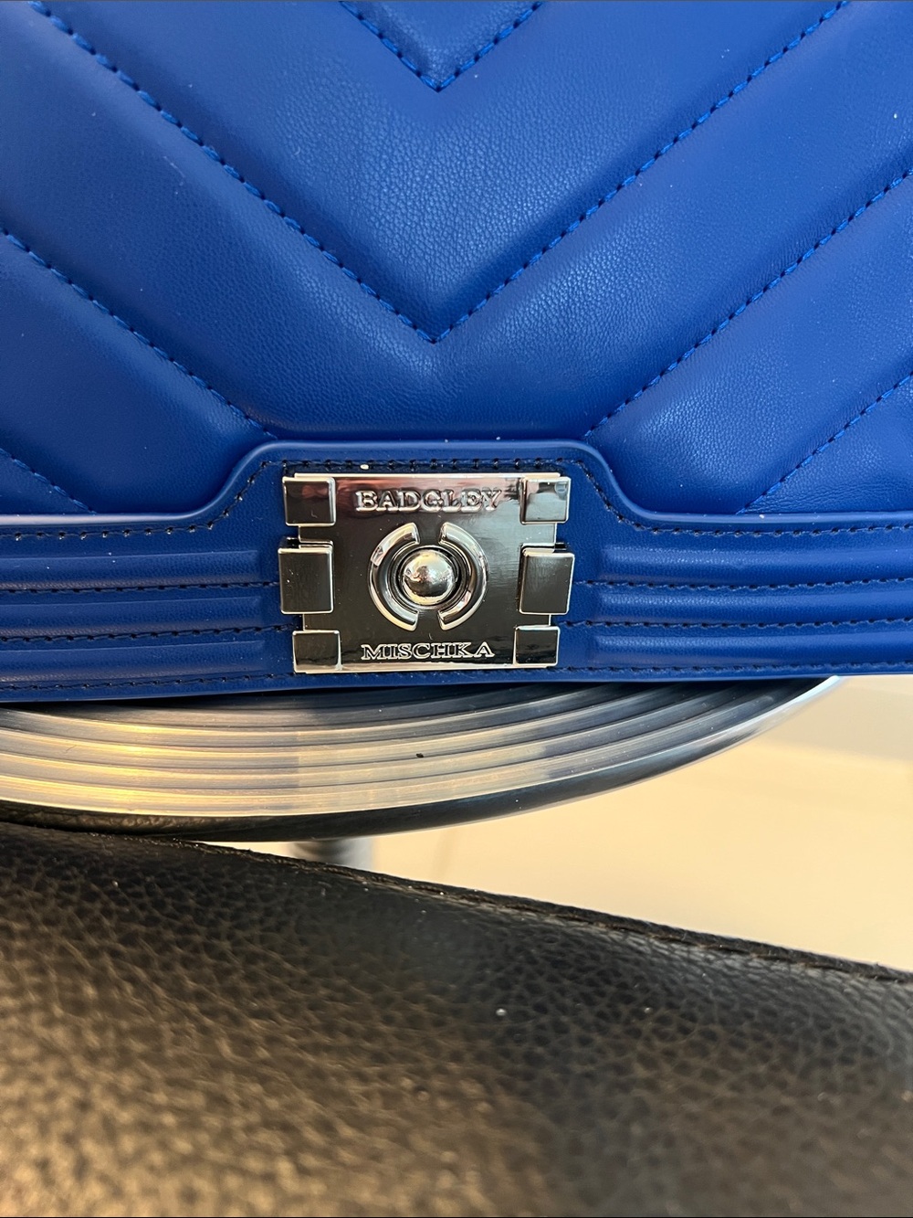BADLEY MISCHKA VEGAN LEATHER NWT ELECTRIC BLUE  Chain-Handle Shoulder Bag - Picture 2 of 7